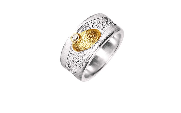 12899-Ring, Silber 925 mit Gold 750