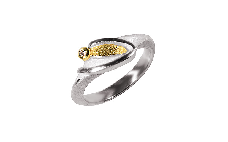 12925-Ring, Silber 925 mit Gold 750 und Brillant