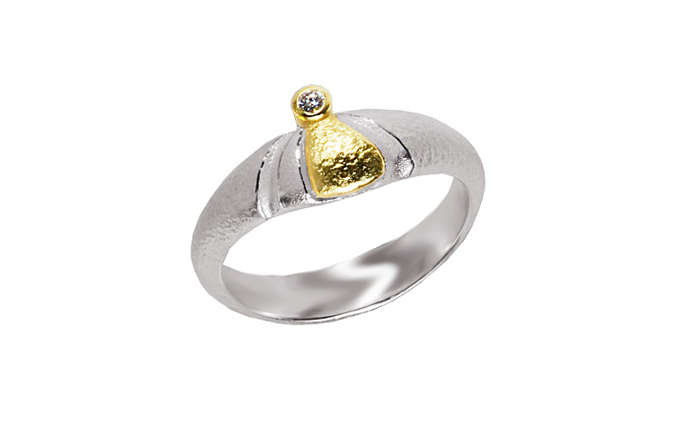 12930-Ring, Silber 925 mit Gold 750 und Brillant