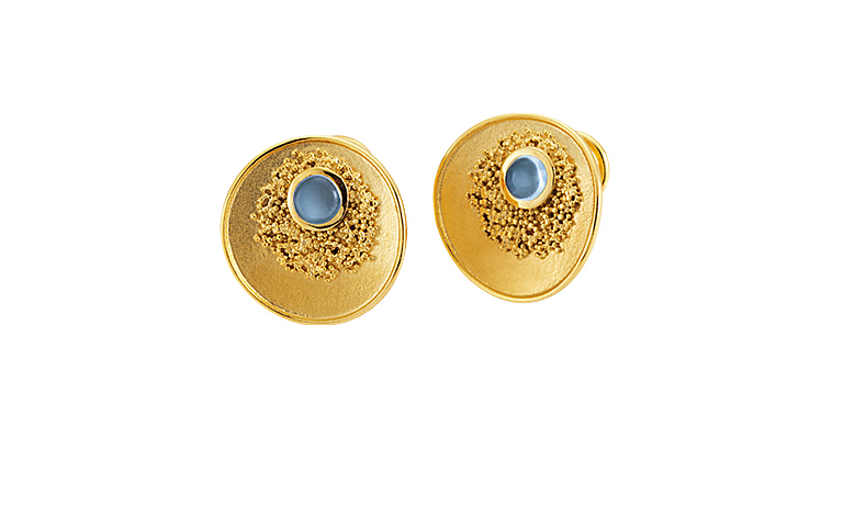 07338-earrings, gold 750 with moonstone