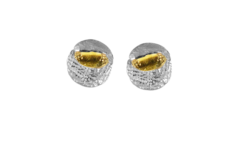 15140-earrings, silver 925 with gold 750