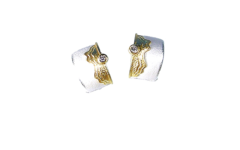 15403-earrings, silver 925 and gold 750 and brilliants