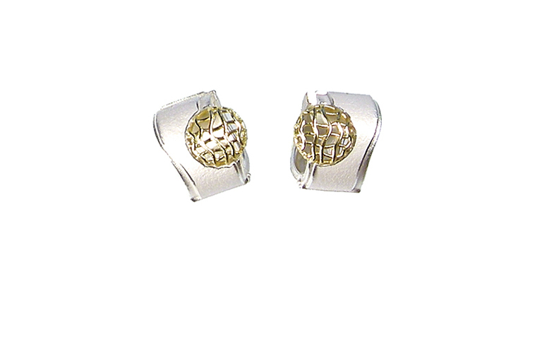 15404-earrings, silver 925 with gold 750
