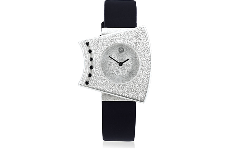 36011-watch, silver 925 with black brilliants