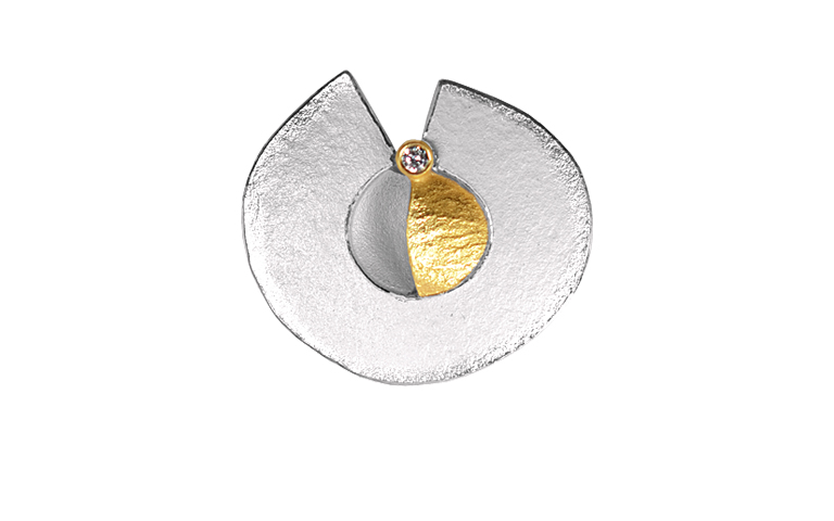 10290-Brosche, Silber 925 mit Gold 750 und Brillant