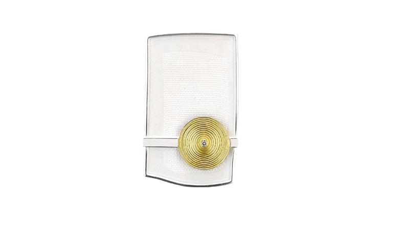 10433-Brosche, Gold 750, Silber 925, 1 Brillant si w 0,040ct