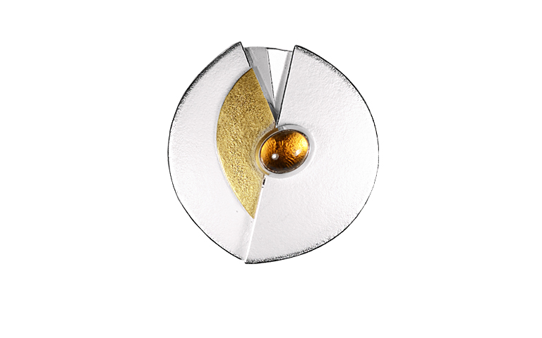 10434-Brosche, Silber 925 mit Gold 750 und Citrin