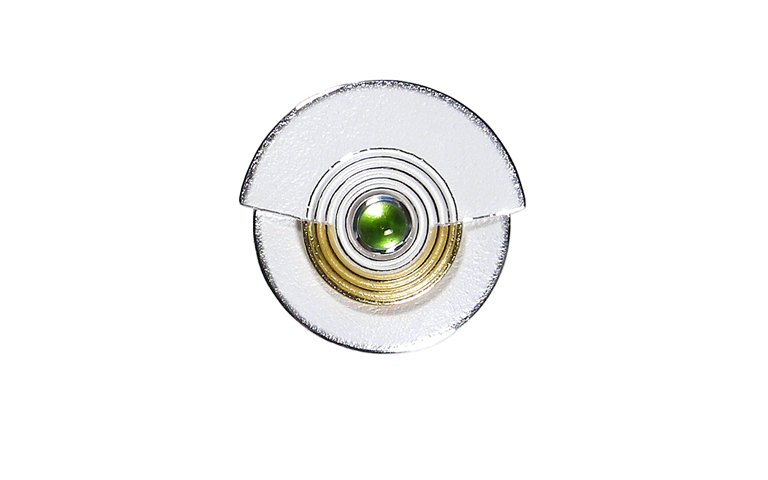 10443-Brosche, Silber 925, Gold 750 mit Peridot