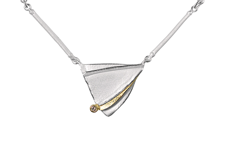 11359-Halsschmuck, Silber 925 mit Gold 750 und Brillant