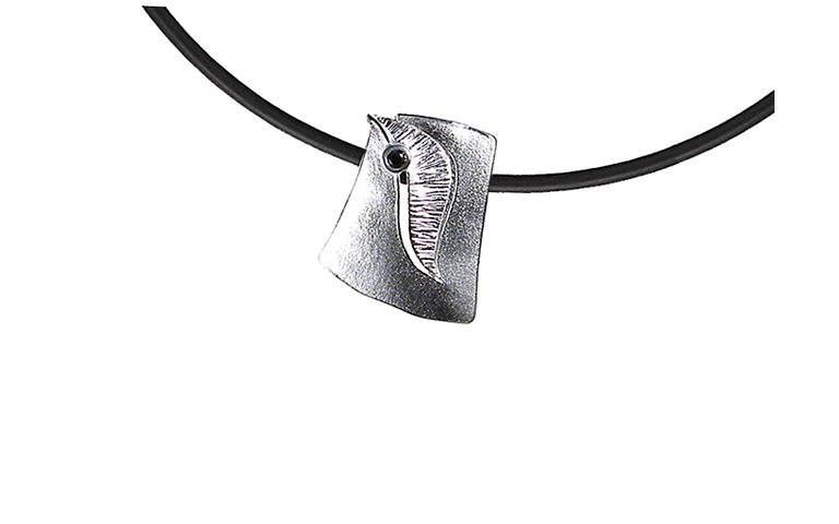 31014-Halsschmuck, Silber 925, schwarzer Diamant