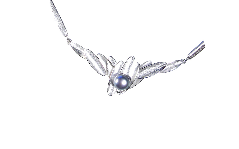 31028-Halsschmuck 925 Silber mit Tahiti-Perle