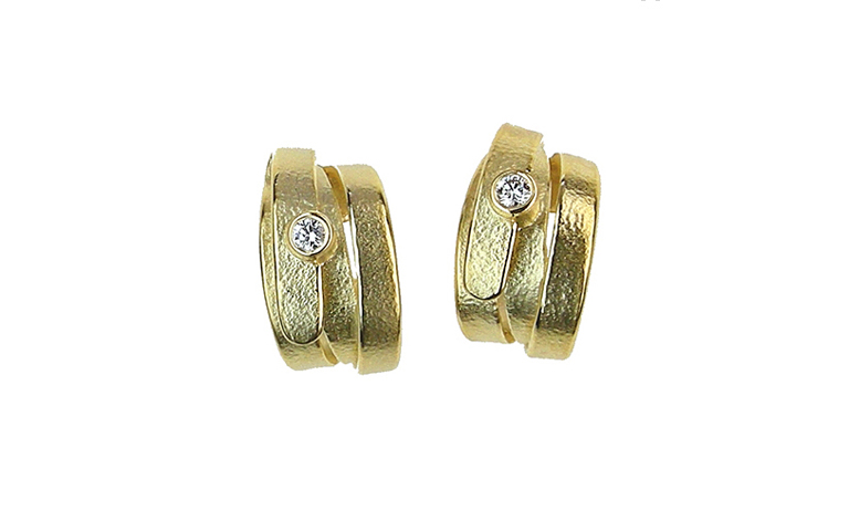 07332-Ohrringe, Gold 750, 2Br. vvsi tw, 0,08ct