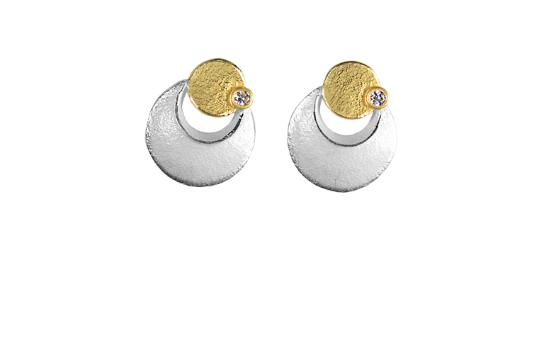 15339-Ohrschmuck, Silber 925 mit Gold 750 und Brillanten