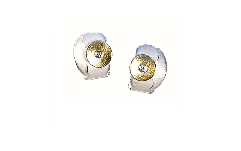 15406-Ohrschmuck, 925 Silber, 750 Gold mit Brillanten