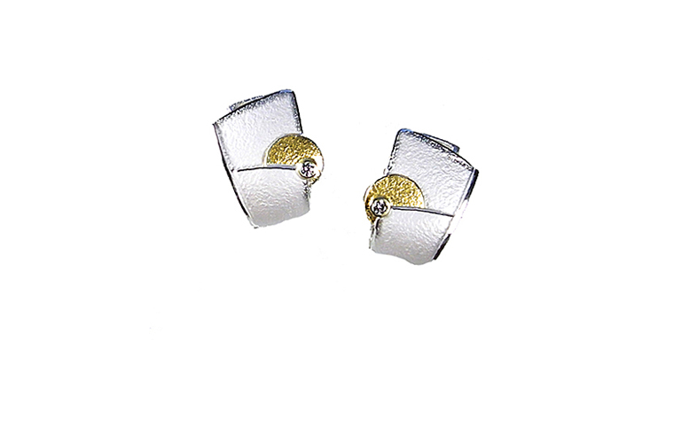 15407-Ohrschmuck, 925 Silber, 750 Gold mit Brillanten