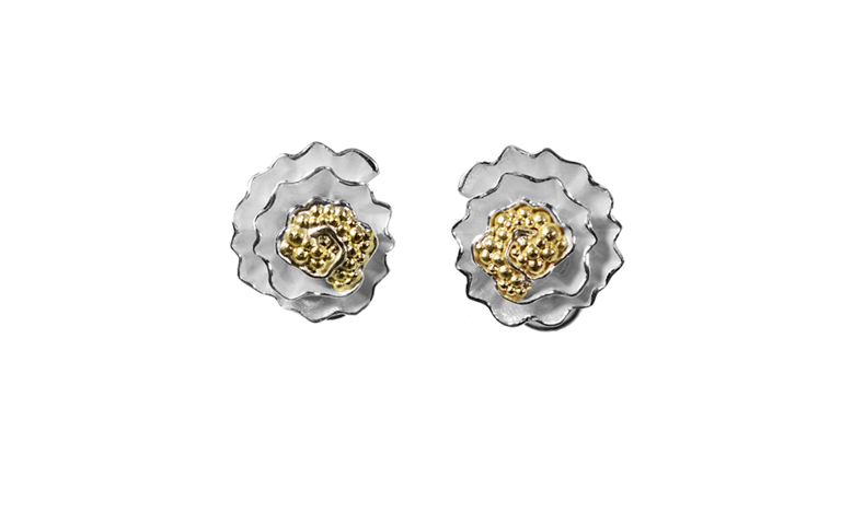 15428-Ohrschmuck, Silber 925 mit Gold 750