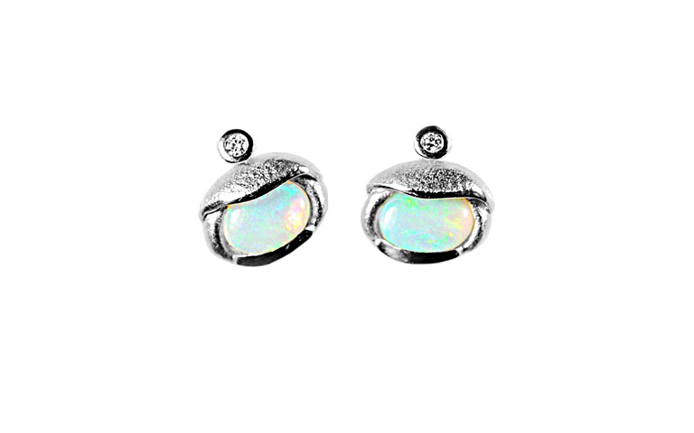 47367-Ohrschmuck, Weissgold 750, Opal, mit Brillanten