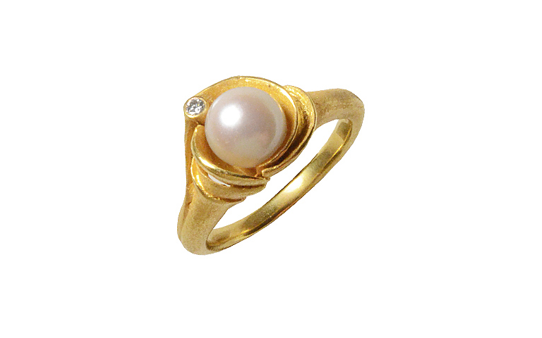 02970-Ring, Gold 750 mit Brillant und Perle