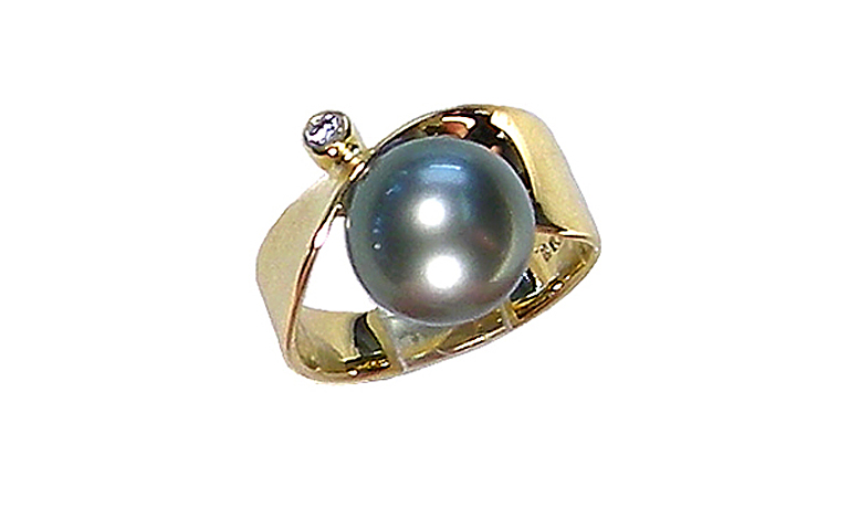 05155-Ring, Gold 750, Tahiti-Perle, Brillant