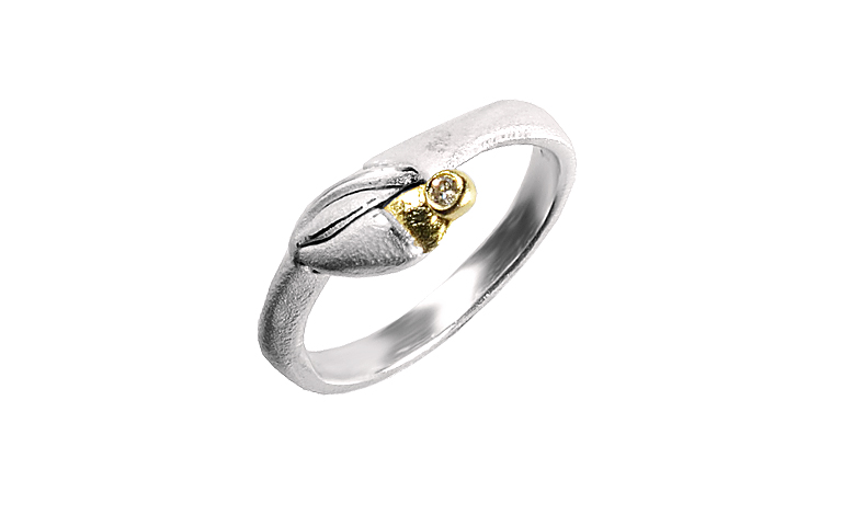 12263-Ring, Silber 925 mit Gold 750 und Brillant