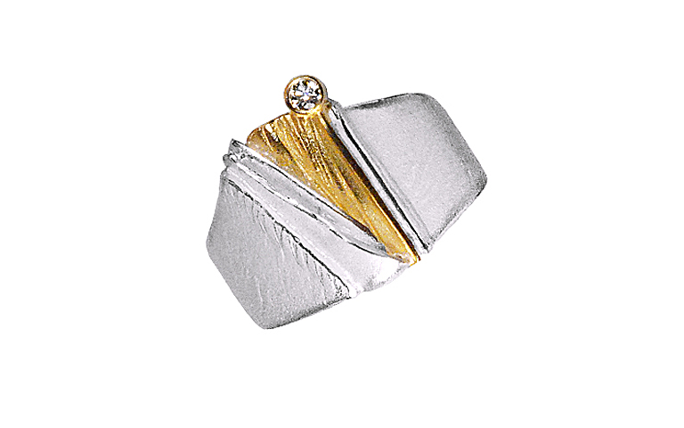 12584-Ring, Silber 925 mit Gold 750 und Brillant