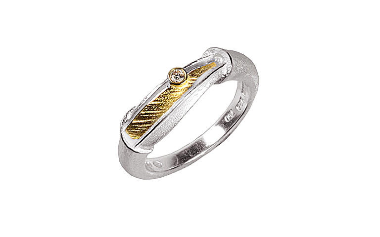 12608-Ring, Silber 925 und Gold 750 und Brillant