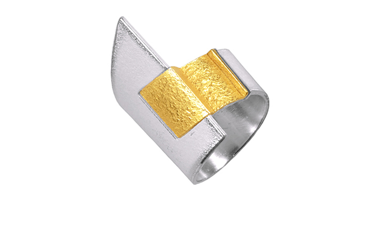 12628-Ring, Silber 925 mit Gold 750