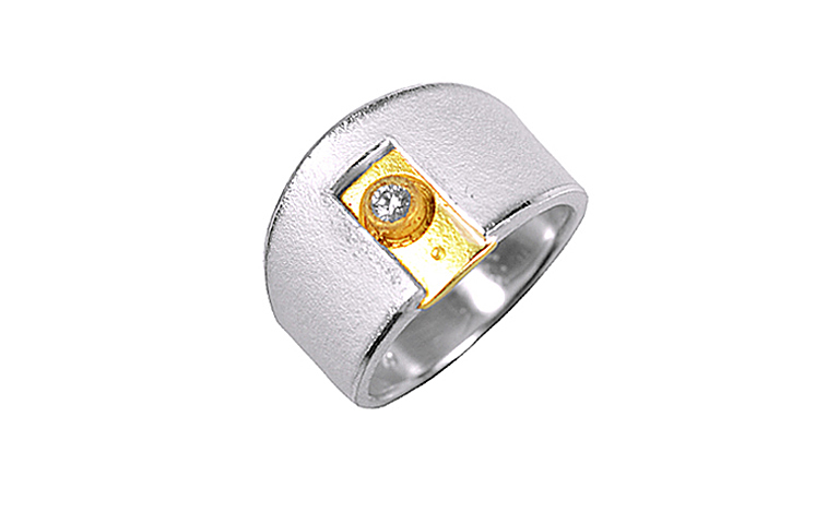 12636-Ring, Silber 925 mit Gold 750 und Brillant