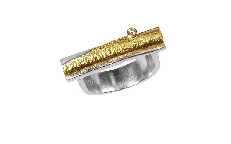 12685-Ring, Silber 925 mit Gold 750 und Brillant