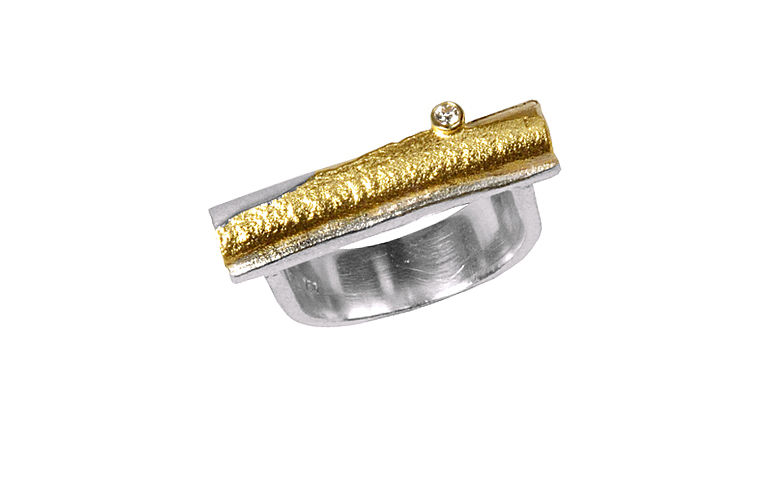 12685-Ring, Silber 925 mit Gold 750 und Brillant