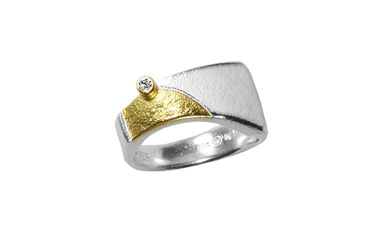 12696-Ring, Silber 925 mit Gold 750 und Brillant