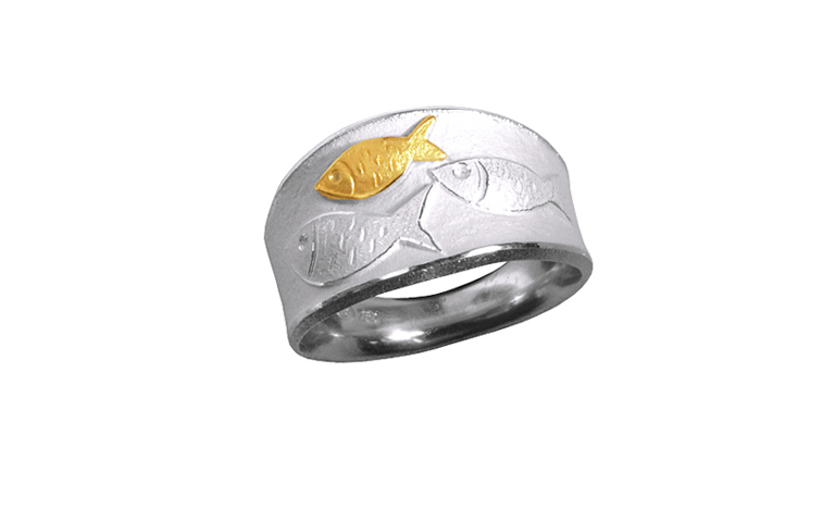 12711-Ring, Silber 925 mit Gold 750