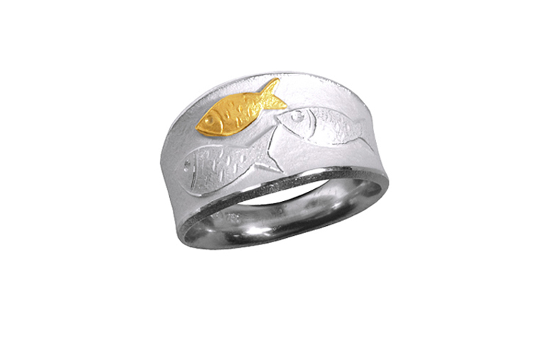 12711-Ring, Silber 925 mit Gold 750