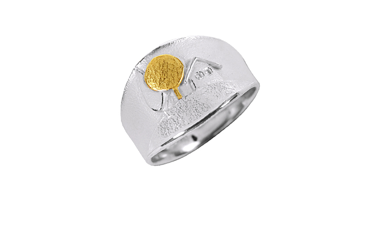 12714-Ring, Silber 925 mit Gold 750