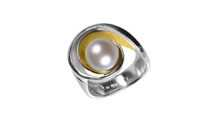 12799-Ring, Silber 925 mit Gold 750 und Perle