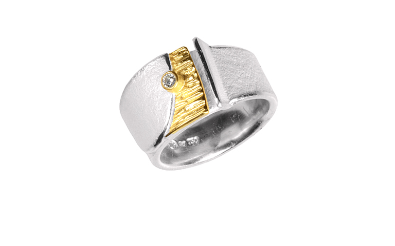 12805-Ring, Silber 925 mit Gold 750 und Brillant