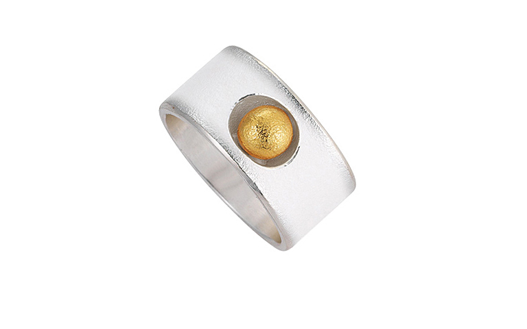 12827-Ring, Silber 925, Kugel Feingold 999