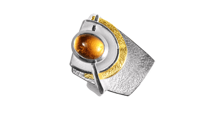 12828-Ring, Silber 925 mit Gold 750 und Citrin