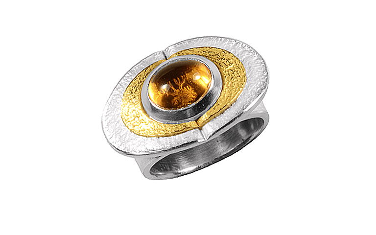 12830-Ring, Silber 925 mit Gold 750 und Citrin