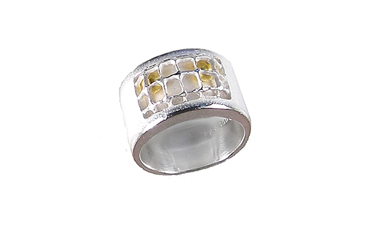 12842-Ring, Gold 750, Silber 925