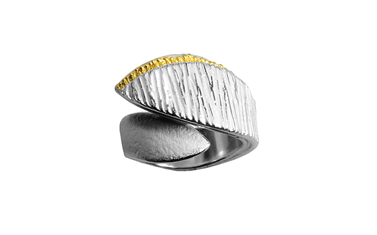 12853-Ring, Silber 925 mit Gold 750