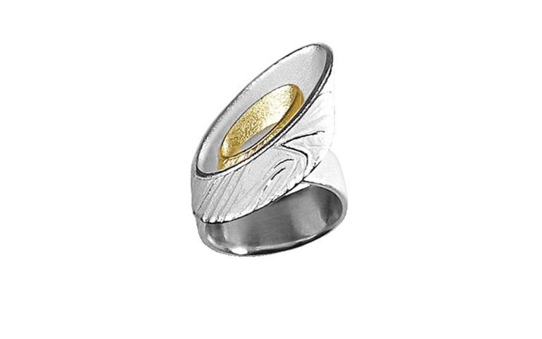 12860-Ring, Silber 925 mit Gold 750