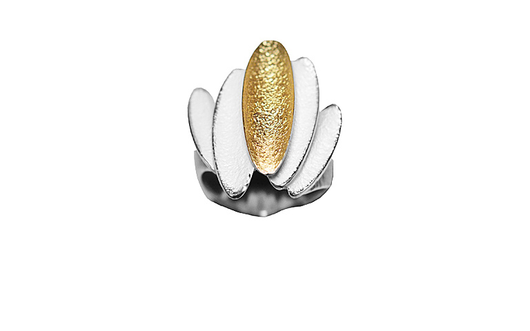 12863-Ring, Silber 925 mit Gold 750