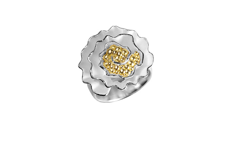 12870-Ring, Silber 925 mit Gold 750
