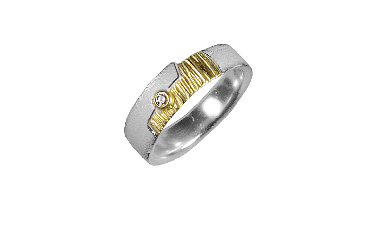 12880-Ring, Silber 925 mit Gold 750 mit Brillant