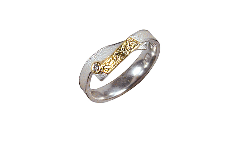 12882-Ring, Silber 925 mit Gold 750 mit Brillant