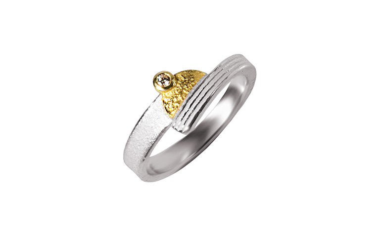 12923-Ring, Silber 925 mit Gold 750 und Brillant