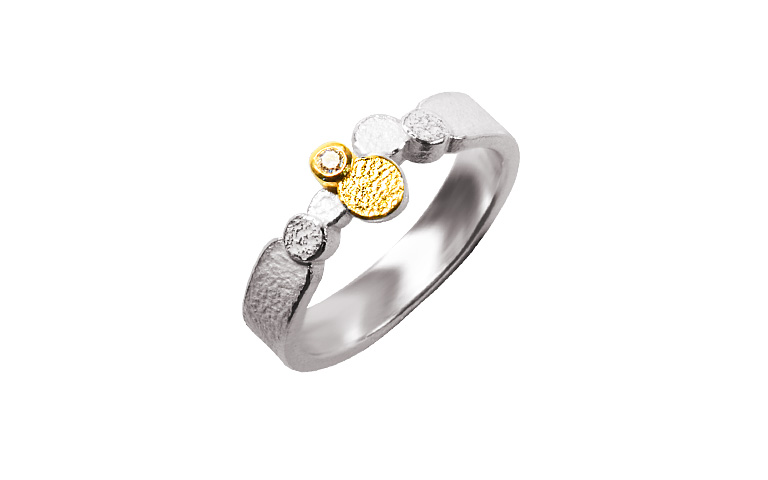 12924-Ring, Silber 925 mit Gold 750 und Brillant