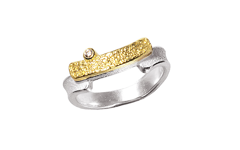 12929-Ring, Silber 925 mit Gold 750 und Brillant