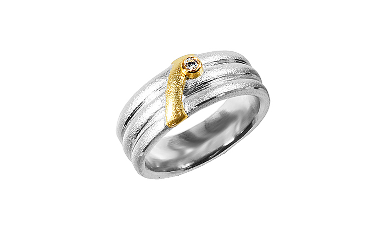 12939-Ring, Silber 925 mit Gold 750 und Brillant